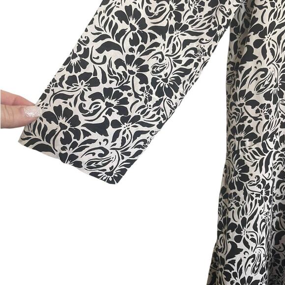 Club Monaco Silk Dress 4 Black White Whimsical Floral Fairy Boho Cottagecore - Picture 7 of 12